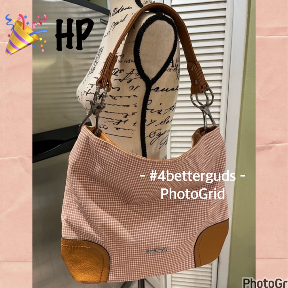 For Angel Only > New Angel Barcelo Shoulder Bag Small Neutral Houndstooth Print - Picture 2 of 16